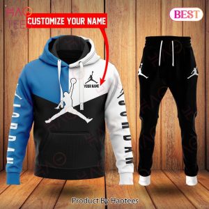 Jordan Black White Blue Luxury Brand Hoodie And Pants POD Design