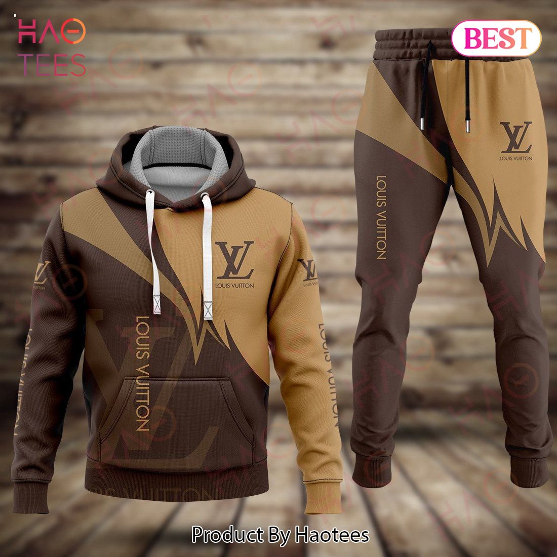 Louis Vuitton Brown Color Luxury Brand Hoodie And Pants Limited Edition