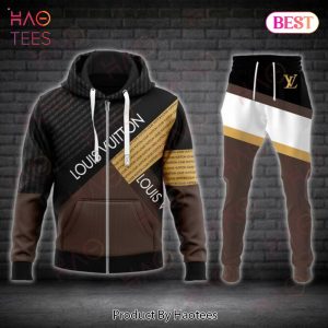Louis Vuitton Brown Mix Black Luxury Brand Hoodie And Pants Limited Edition