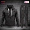 Louis Vuitton Full Black Color Luxury Brand Hoodie And Pants POD Design