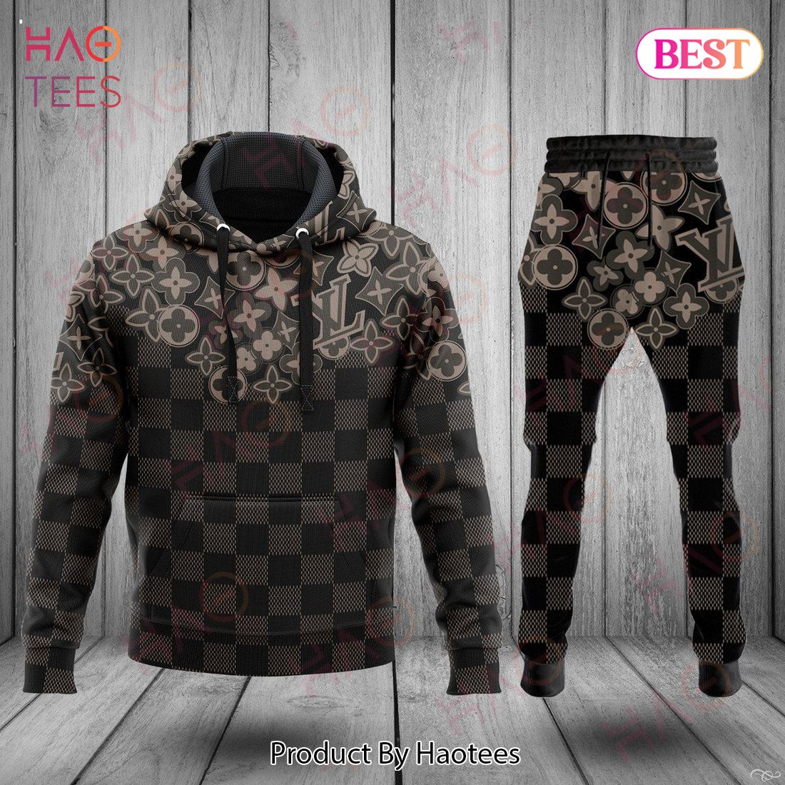 Louis Vuitton Saquare Pattern Luxury Brand Hoodie And Pants Limited Edition