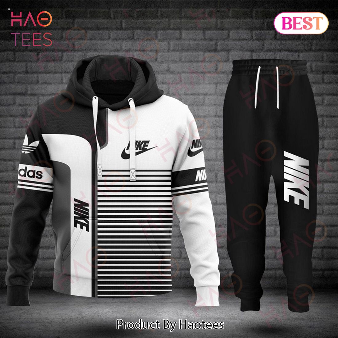 Nike Black Grey White Luxury Brand Hoodie And Pants Limited Edition