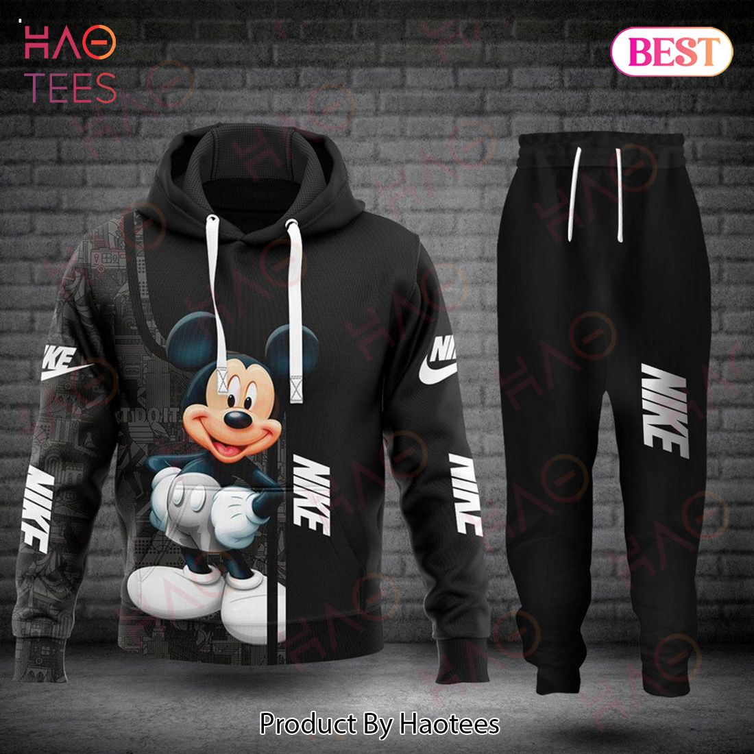 Nike Black Mickey Mouse Luxury Brand Hoodie And Pants Limited Edition