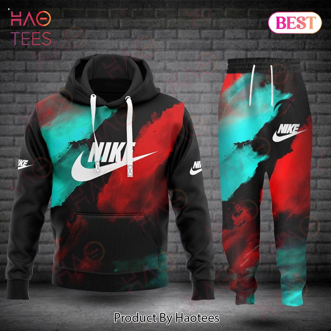 Nike Tie Dye Black Red Blue Color Luxury Brand Hoodie And Pants Limited Edition
