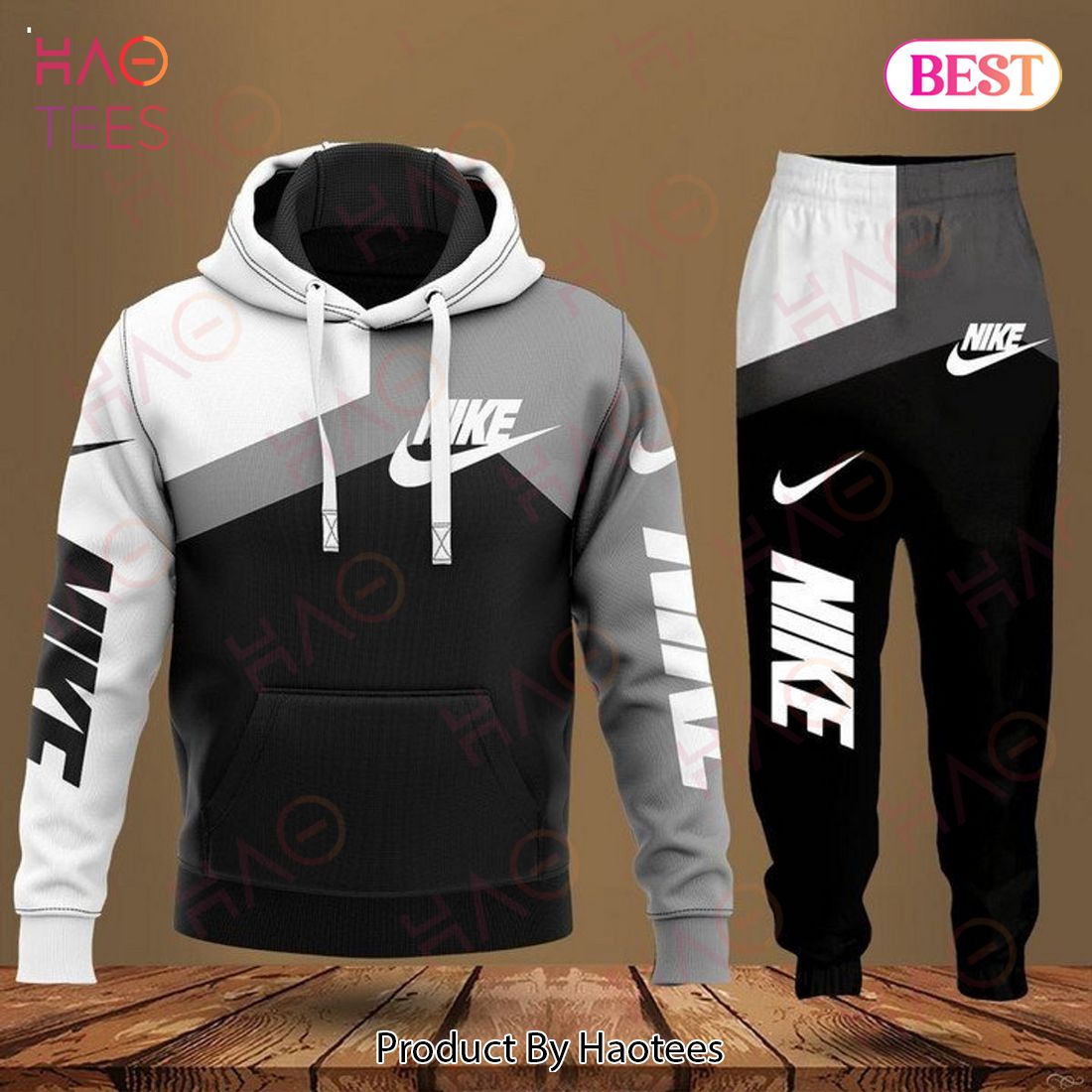 Nike White Black Grey Luxury Brand Hoodie And Pants Limited Edition