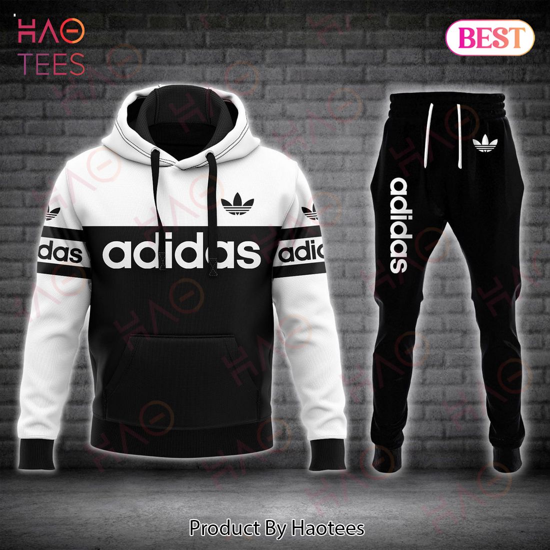 THE BEST Adidas White Mix Black Luxury Brand Hoodie And Pants Limited Edition