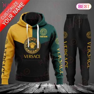 Versace Black Green Gold Luxury Brand Hoodie And Pants POD Design