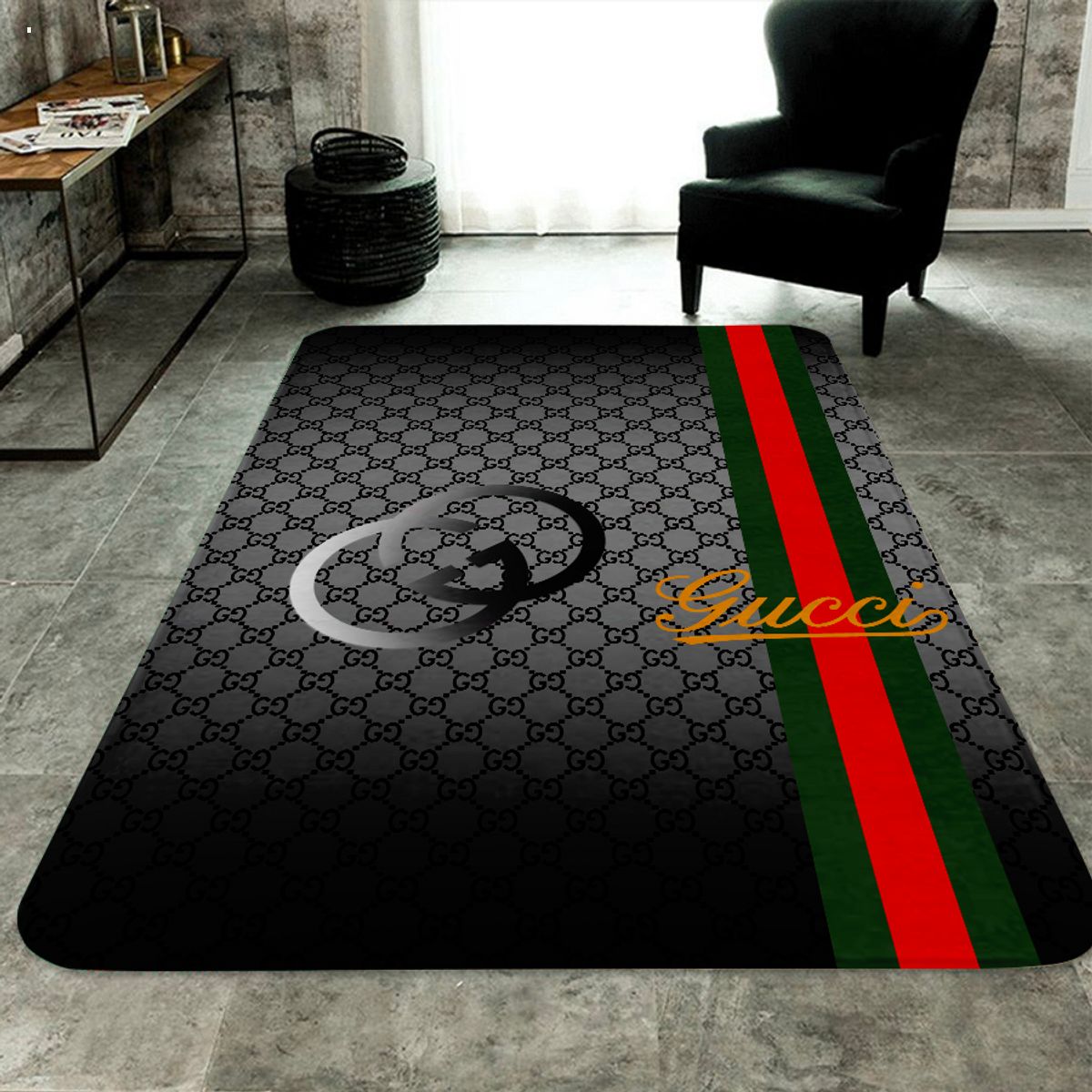 BEST Gucci Black Mix Green Red Luxury Brand Carpet Rug Limited Edition