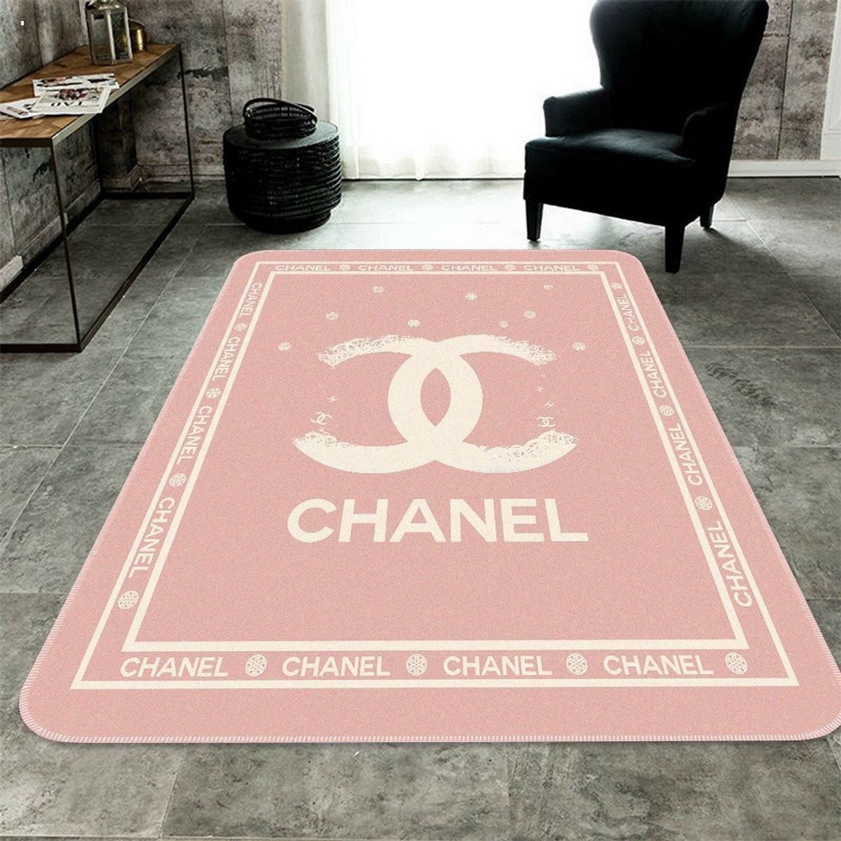 Chanel Pink Luxury Brand Carpet Rug Limited Edition