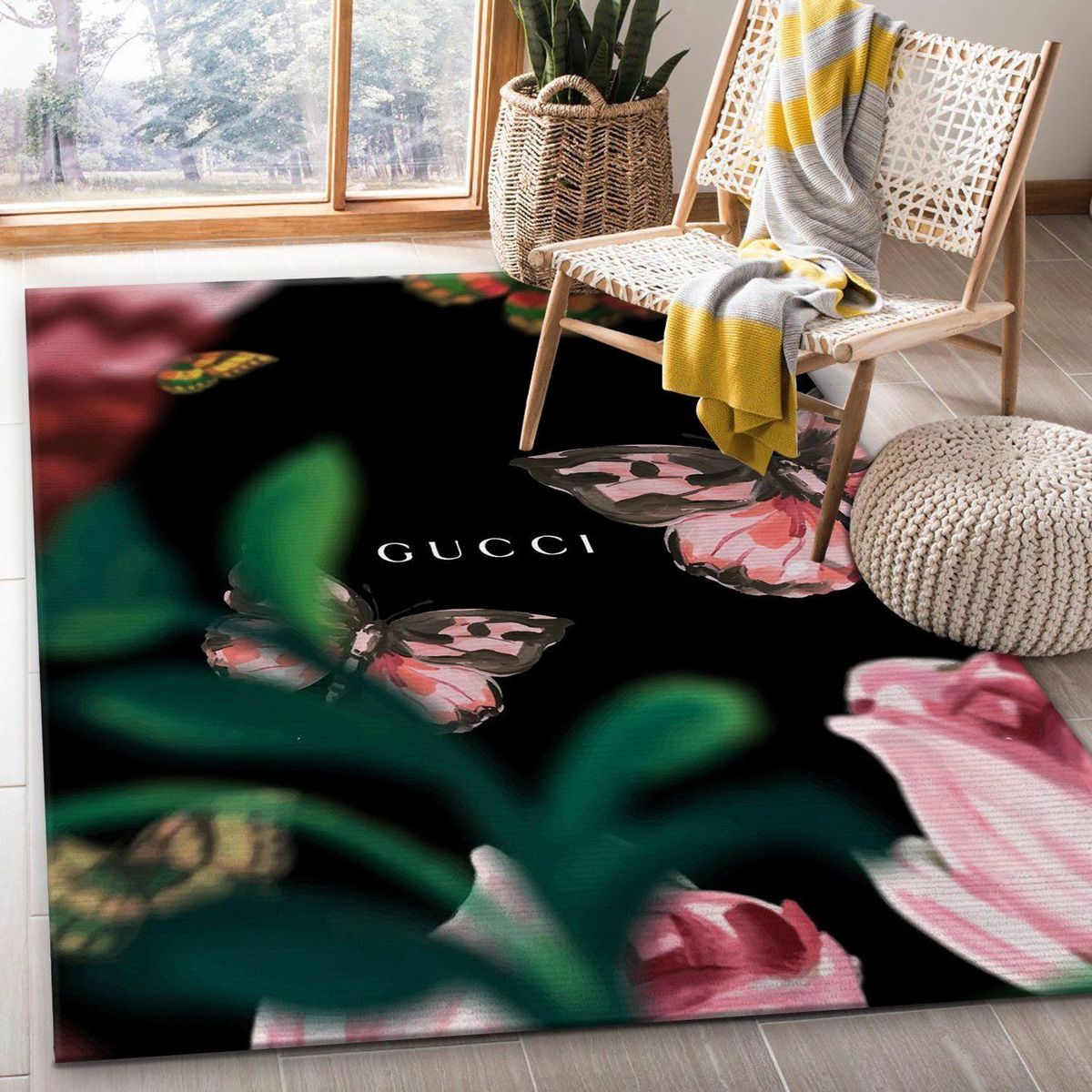 Gucci  Flower Mix Butterfly Luxury Brand Carpet Rug Limited Edition Luxury Store