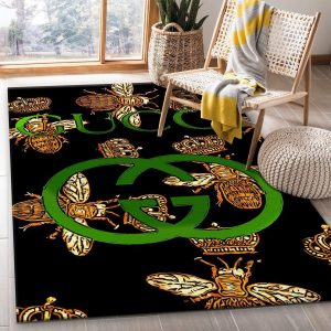 Gucci Bee Black Gold Luxury Brand Carpet Rug Limited Edition