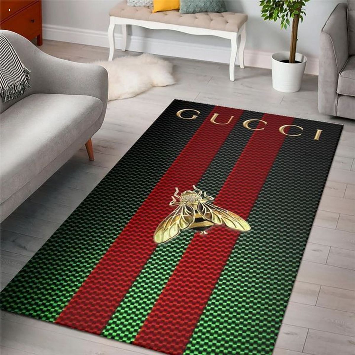 Gucci Bee Black Red Green Luxury Brand Carpet Rug Limited Edition Luxury Store