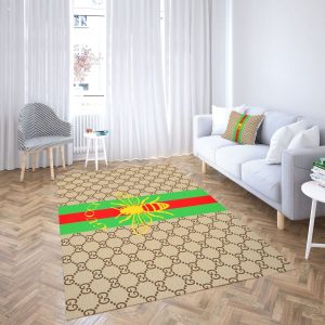 Gucci Bee Full Printing Logo Luxury Brand Carpet Rug Limited Edition