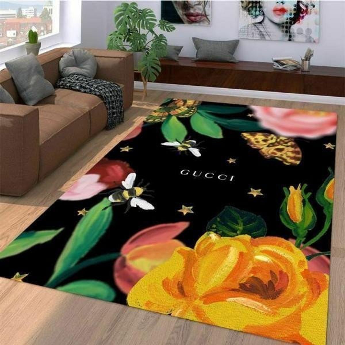 Gucci Bee Printing Flower Luxury Brand Carpet Rug Limited Edition Luxury Store