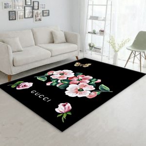 Gucci Black Color Mix Flower Luxury Brand Carpet Rug Limited Edition