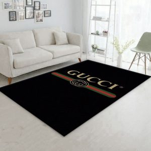 Gucci Black Color Mix Logo Luxury Brand Carpet Rug Limited Edition