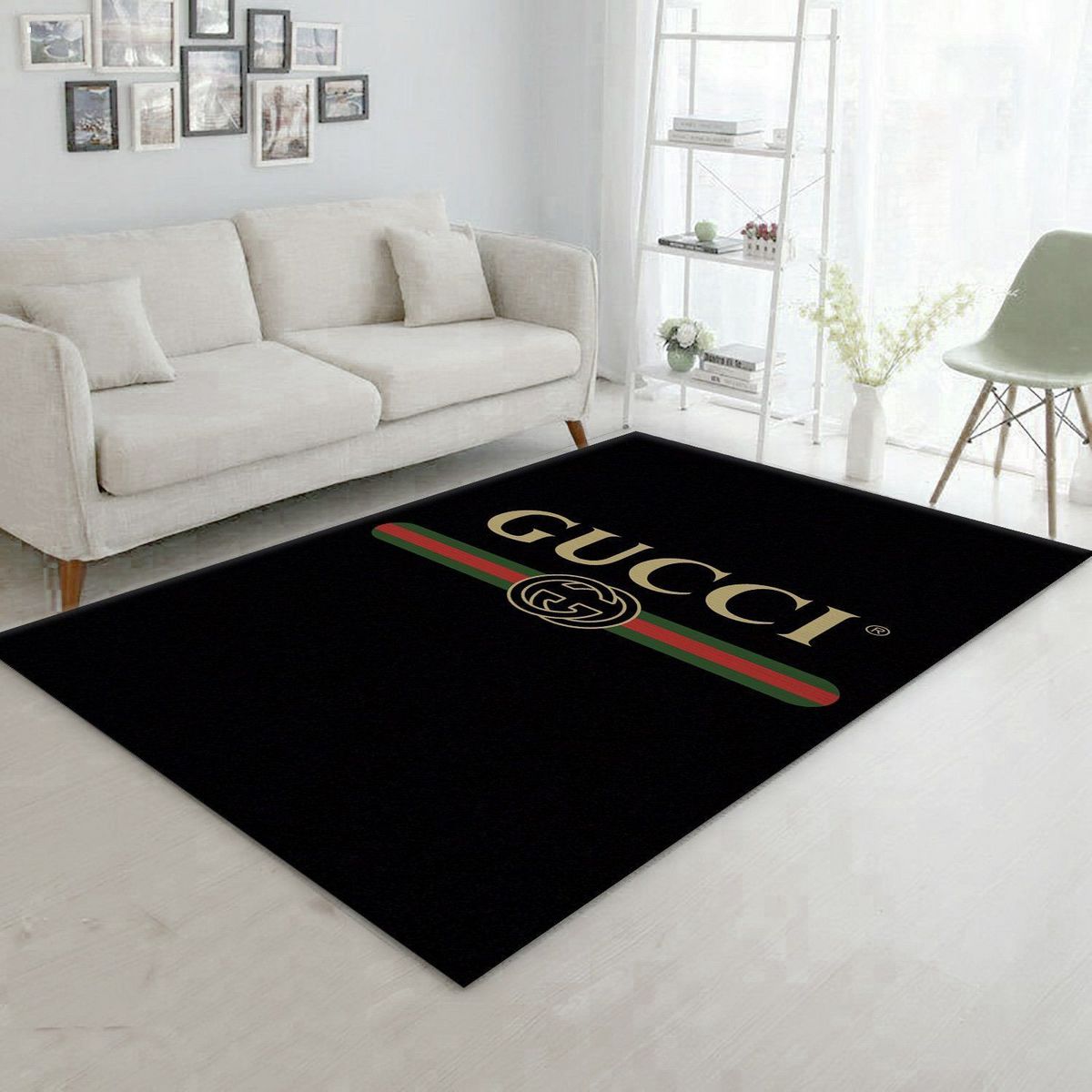 Gucci Black Color Mix Logo Luxury Brand Carpet Rug Limited Edition Luxury Store