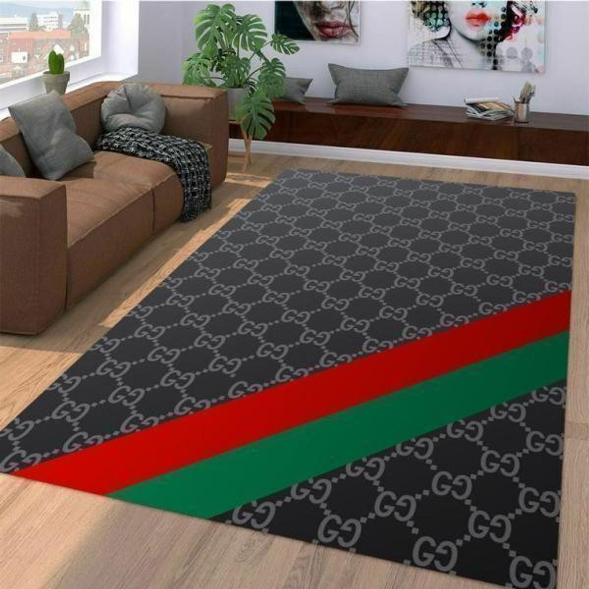 Gucci Black Green Red For Living Room Bedroom Luxury Brand Carpet Rug Limited Edition Luxury Store