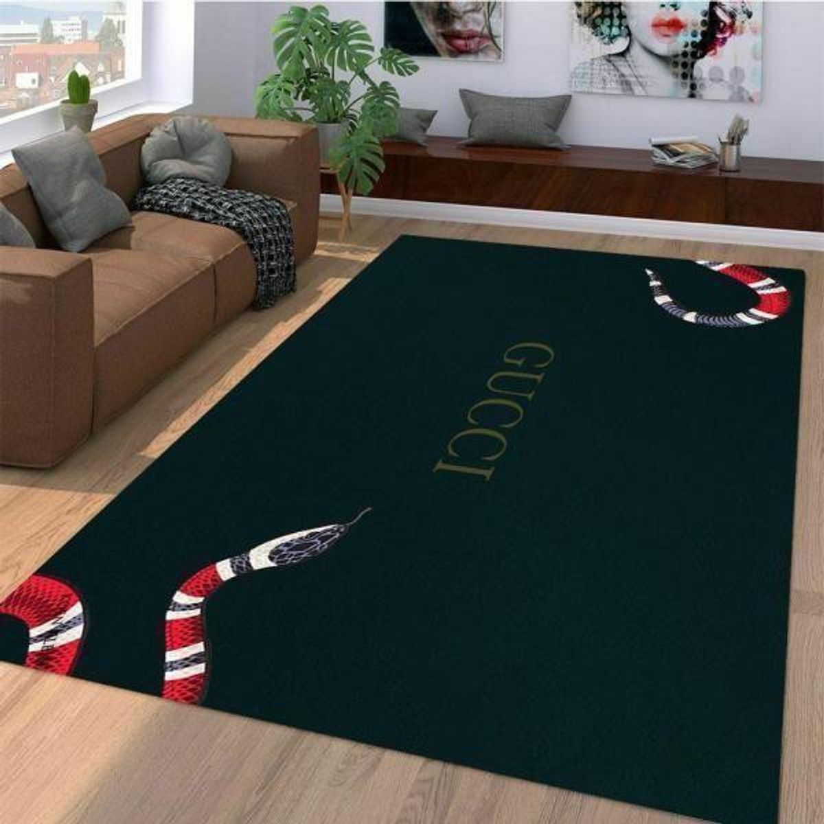 Gucci Black Snake For Living Room Bedroom Luxury Brand Carpet Rug Limited Edition Luxury Store