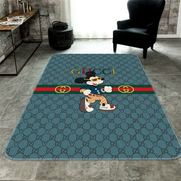 Gucci Blue Mickey Mouse Luxury Brand Carpet Rug Limited Edition