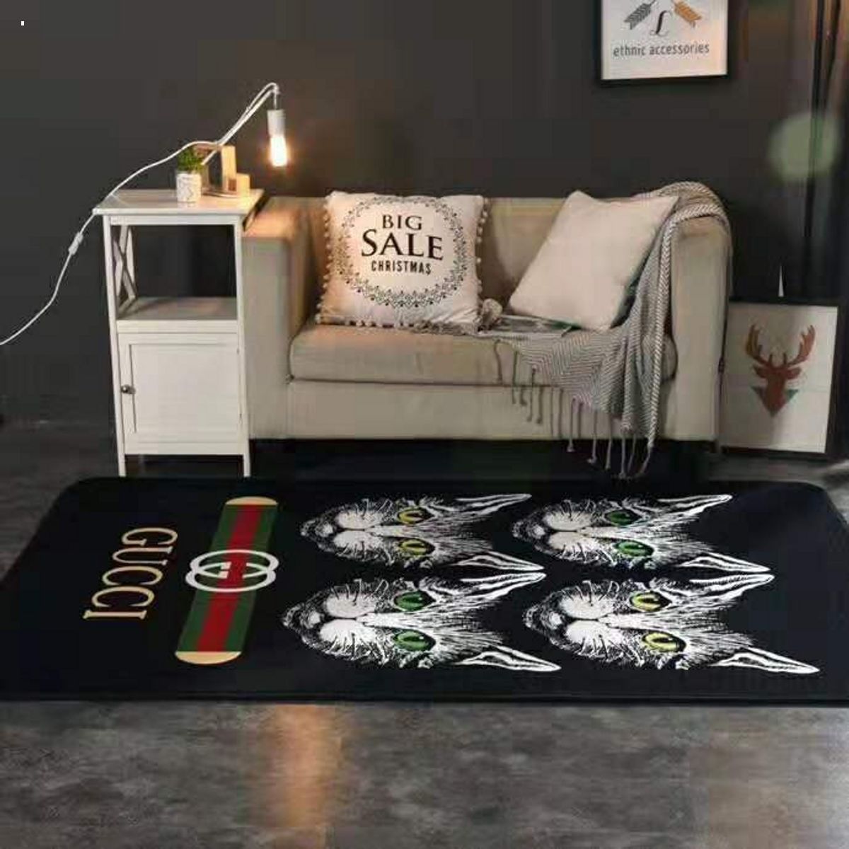 Gucci Cat Luxury Brand Carpet Rug Limited Edition Luxury Store