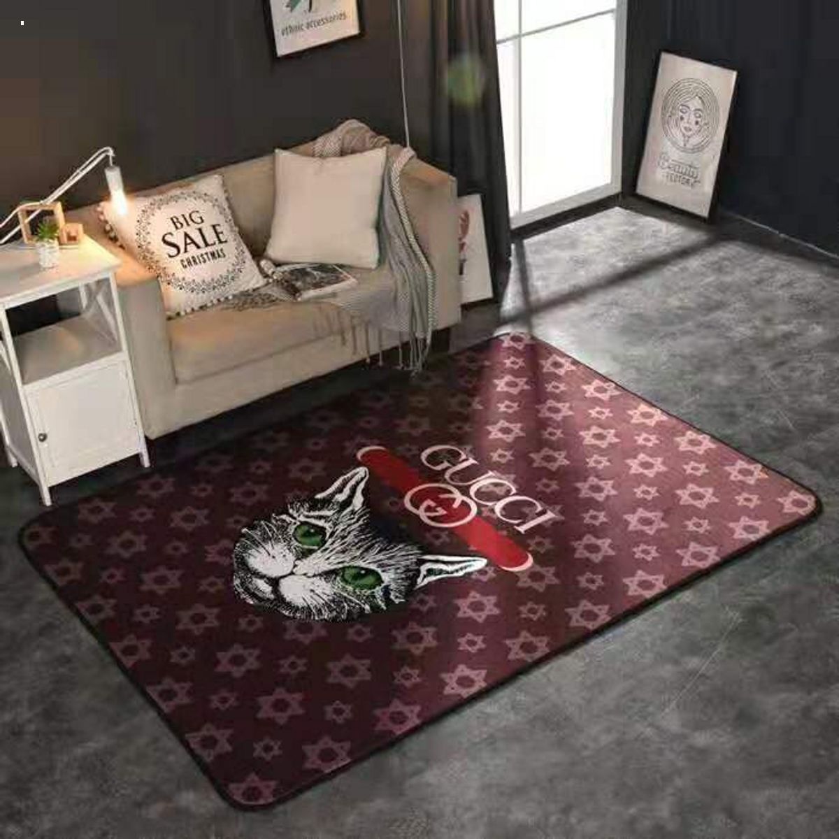 Gucci Cat Mix Red Color Luxury Brand Carpet Rug Limited Edition