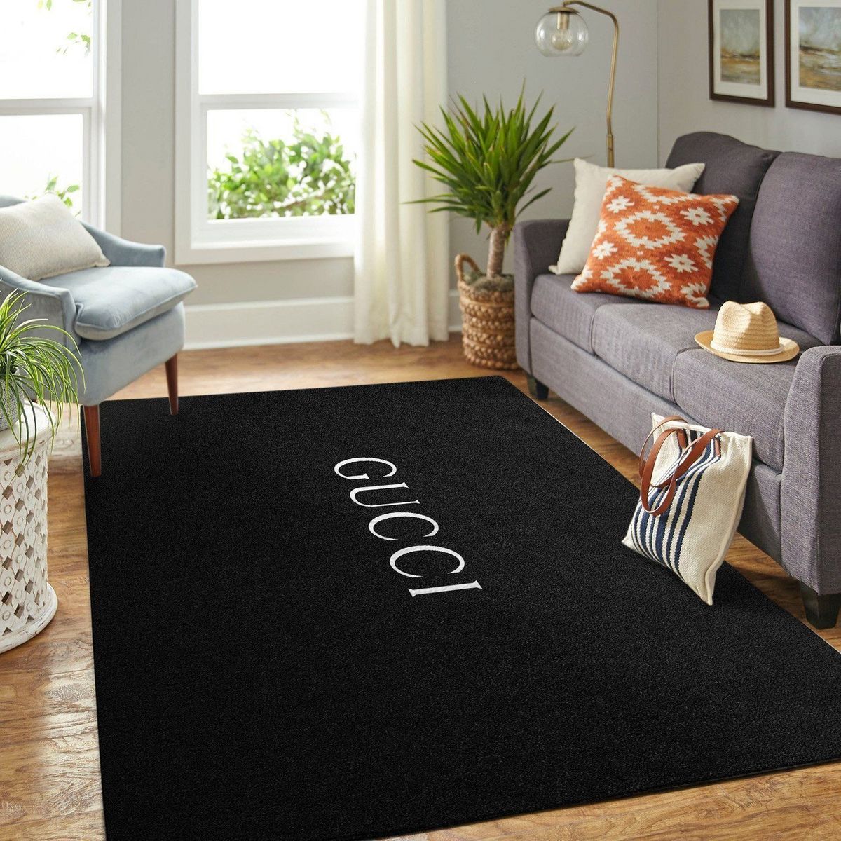 Gucci Dark Black Color Luxury Brand Carpet Rug Limited Edition Luxury Store