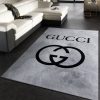 Gucci Full Printing Logo Black White Luxury Brand Carpet Rug Limited Edition