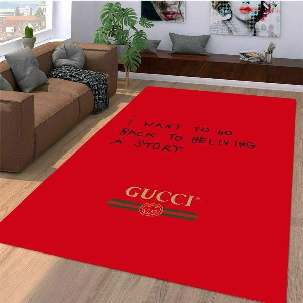 Gucci Full Red Color Luxury Brand Carpet Rug Limited Edition