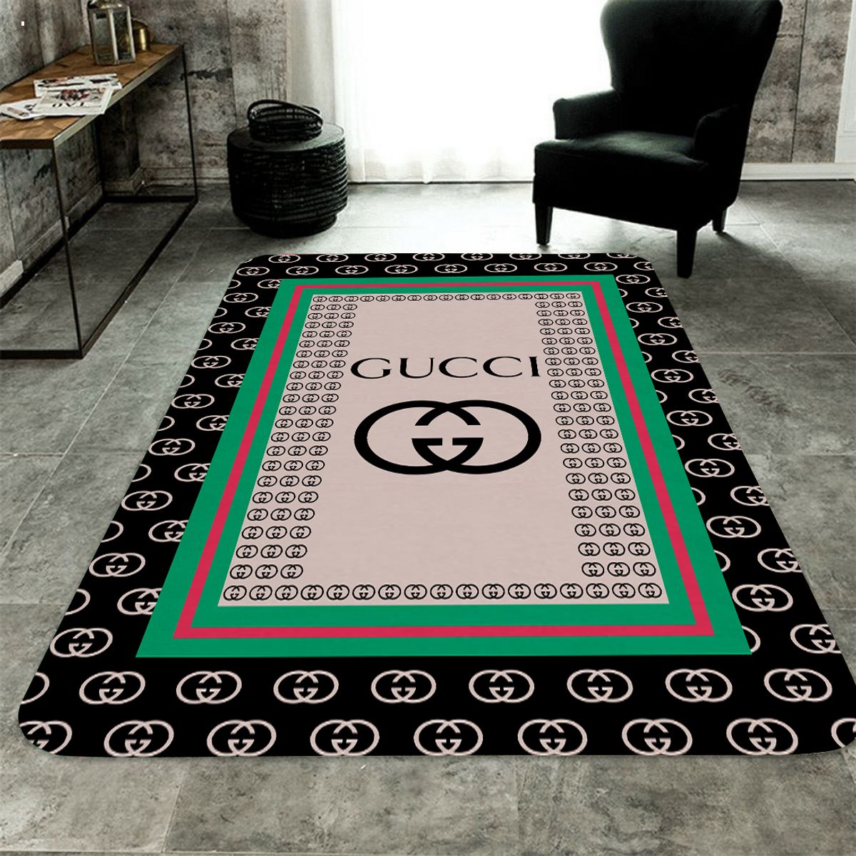 Gucci Green Black Luxury Brand Carpet Rug Limited Edition Luxury Store