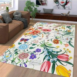 Gucci Light Color Mix Flower Luxury Brand Carpet Rug Limited Edition