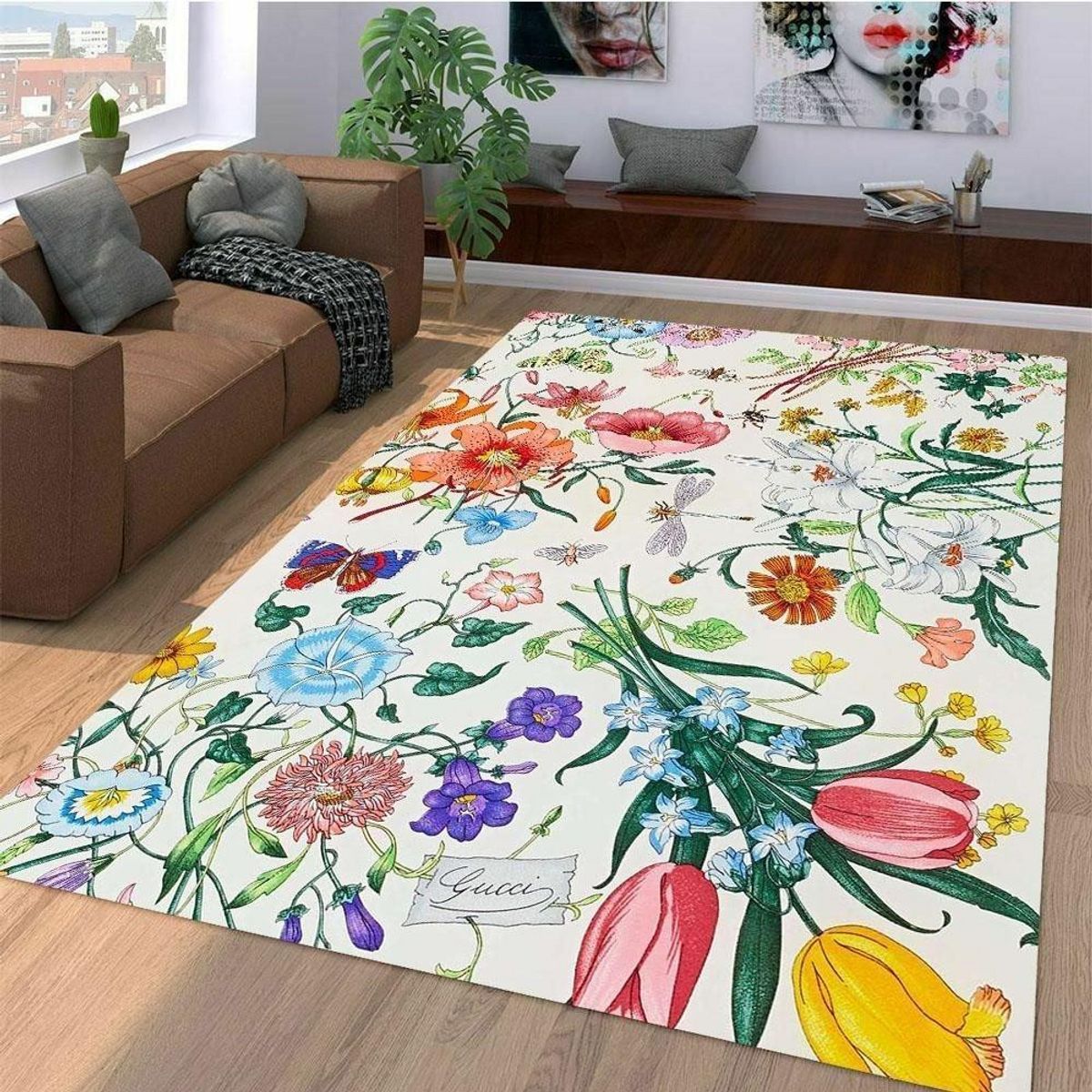 Gucci Light Color Mix Flower Luxury Brand Carpet Rug Limited Edition Luxury Store