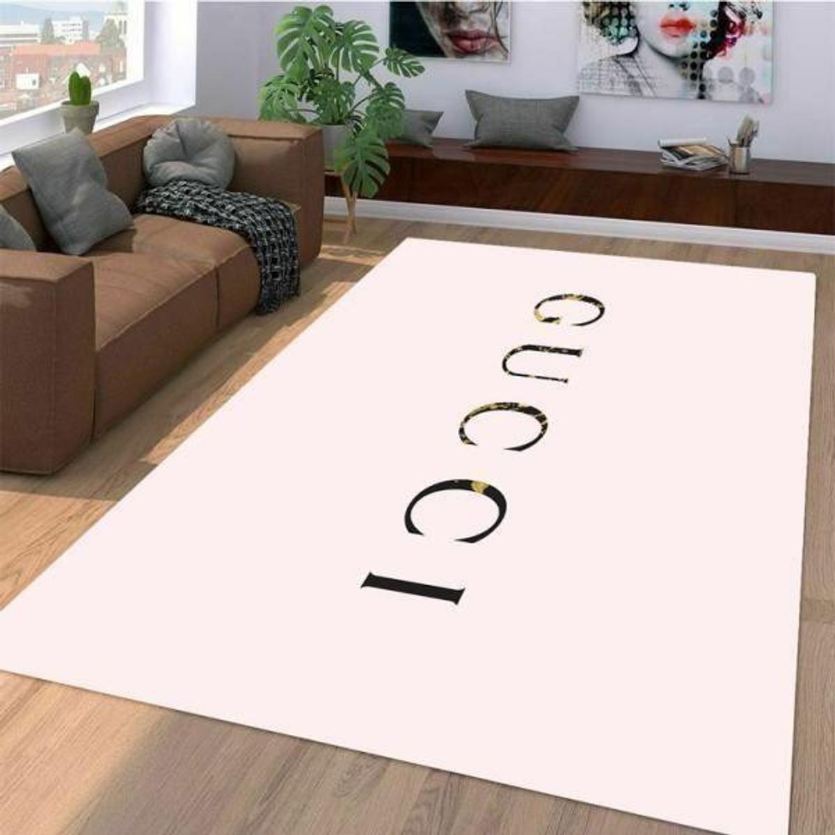 Gucci Light Pink Luxury Brand Carpet Rug Limited Edition