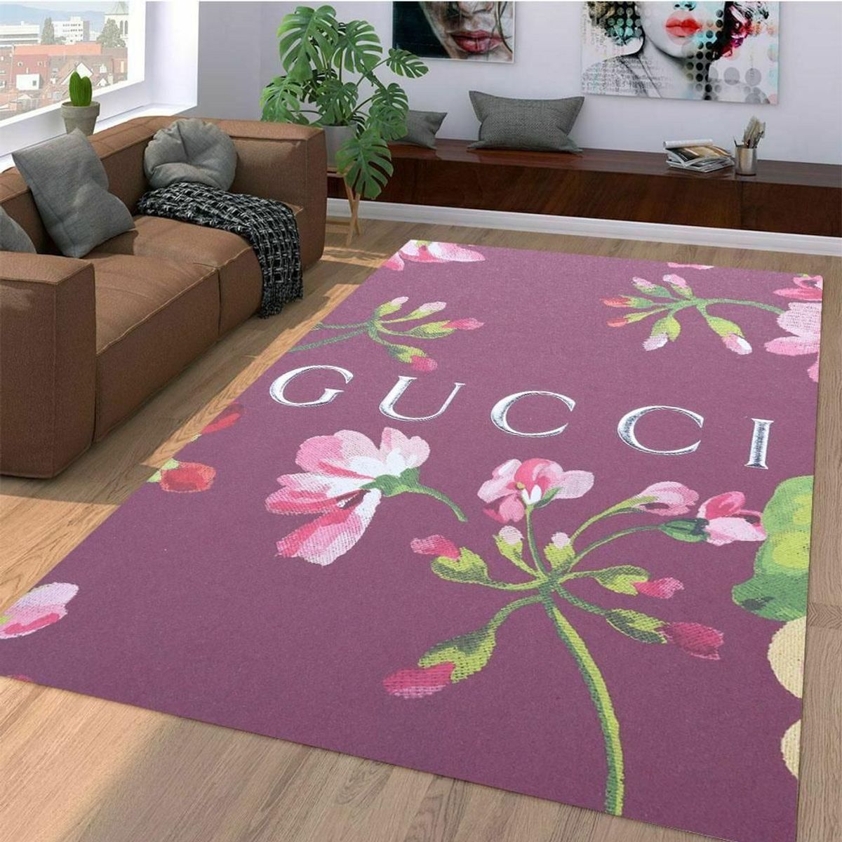 Gucci Pink Color Mix Flower Luxury Brand Carpet Rug Limited Edition Luxury Store