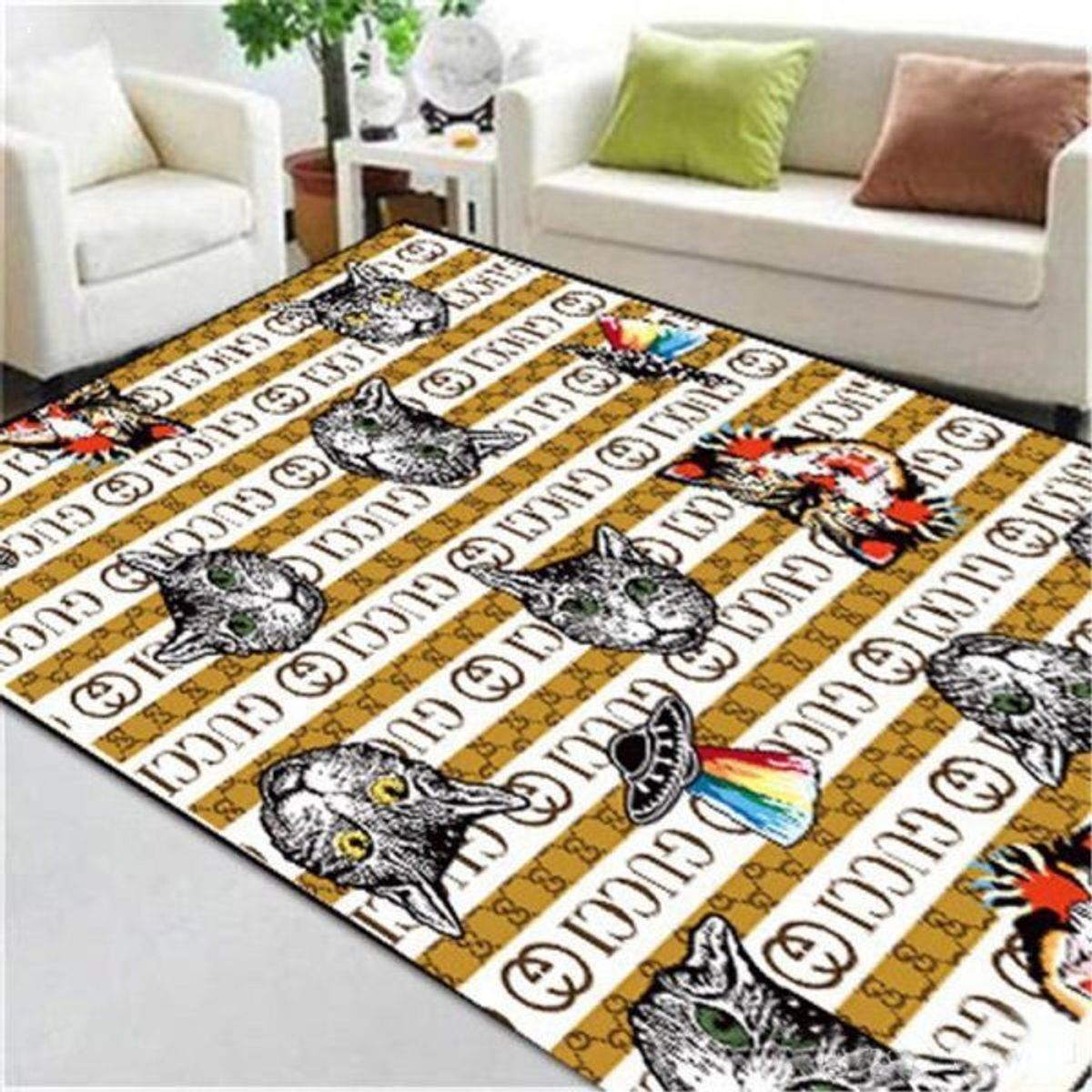 Gucci Printing Cat Luxury Brand Carpet Rug Limited Edition Luxury Store