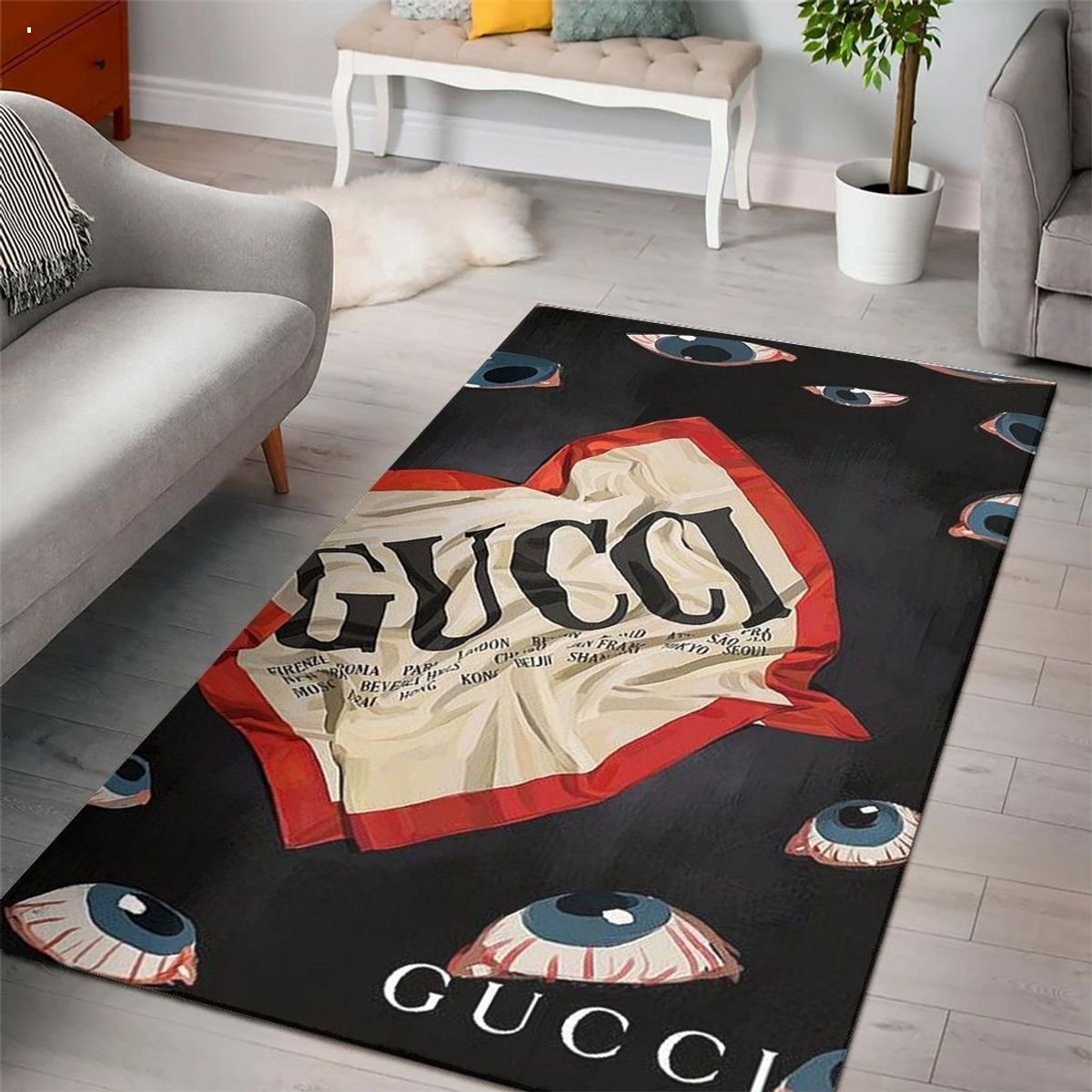 Gucci Printing Eyes Luxury Brand Carpet Rug Limited Edition Luxury Store