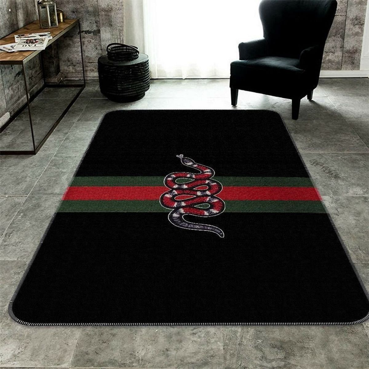 Gucci Printing Snake Mix Black Luxury Brand Carpet Rug Limited Edition Luxury Store