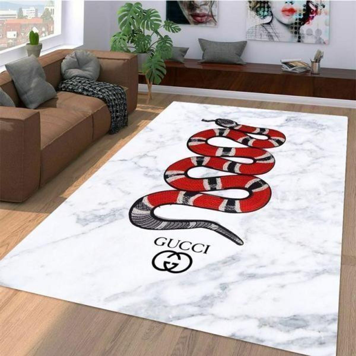 Gucci Red Snake Luxury Brand Carpet Rug Limited Edition