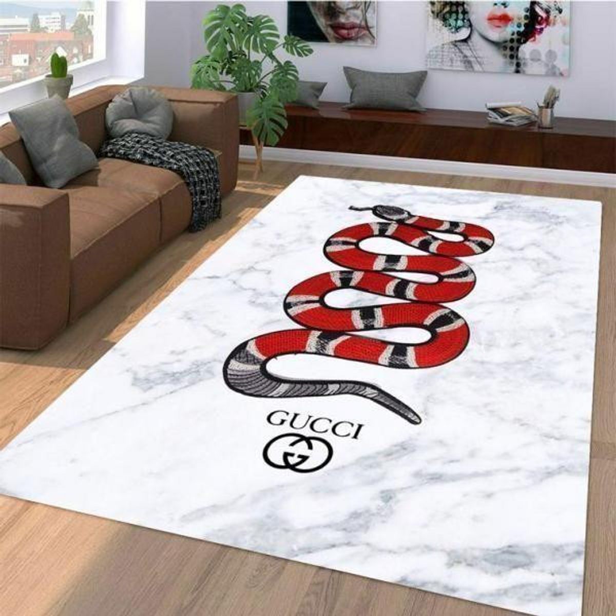 Gucci Red Snake Luxury Brand Carpet Rug Limited Edition Luxury Store