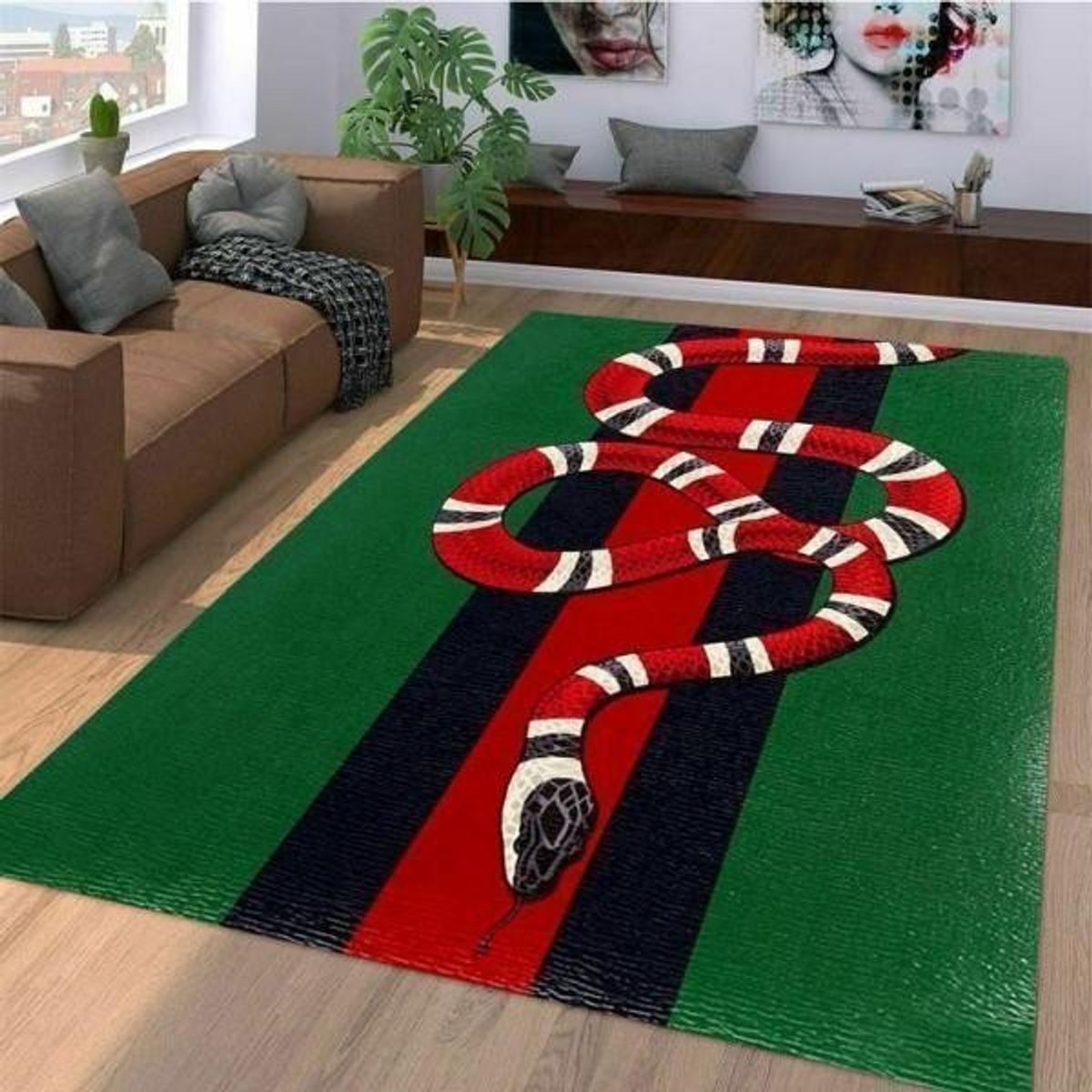 Gucci Red Snake Mix Black Green Color Luxury Brand Carpet Rug Limited Edition Luxury Store