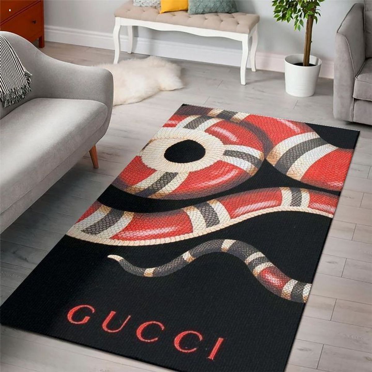 Gucci Red Snake Mix Black Luxury Brand Carpet Rug Limited Edition Luxury Store