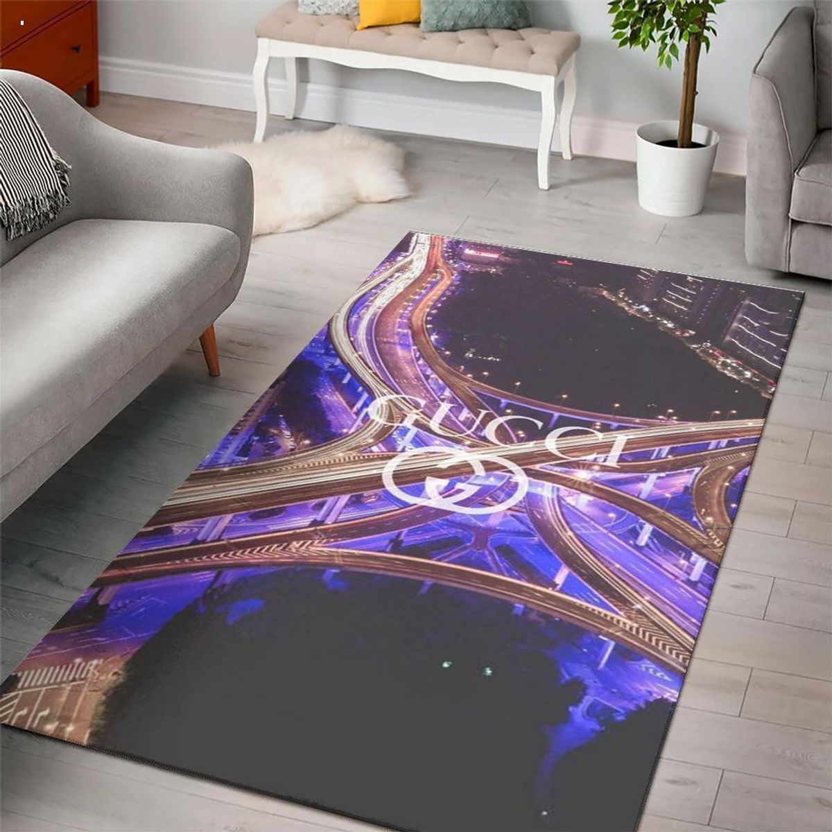 Gucci Royal Black Mix Violet Luxury Brand Carpet Rug Limited Edition Luxury Store