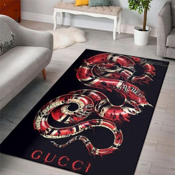 Gucci Snake Black Luxury Brand Carpet Rug Limited Edition