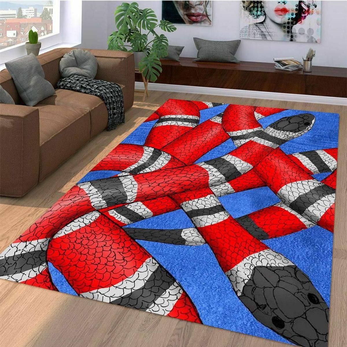 Gucci Snake Mix Blue Luxury Brand Carpet Rug Limited Edition Luxury Store