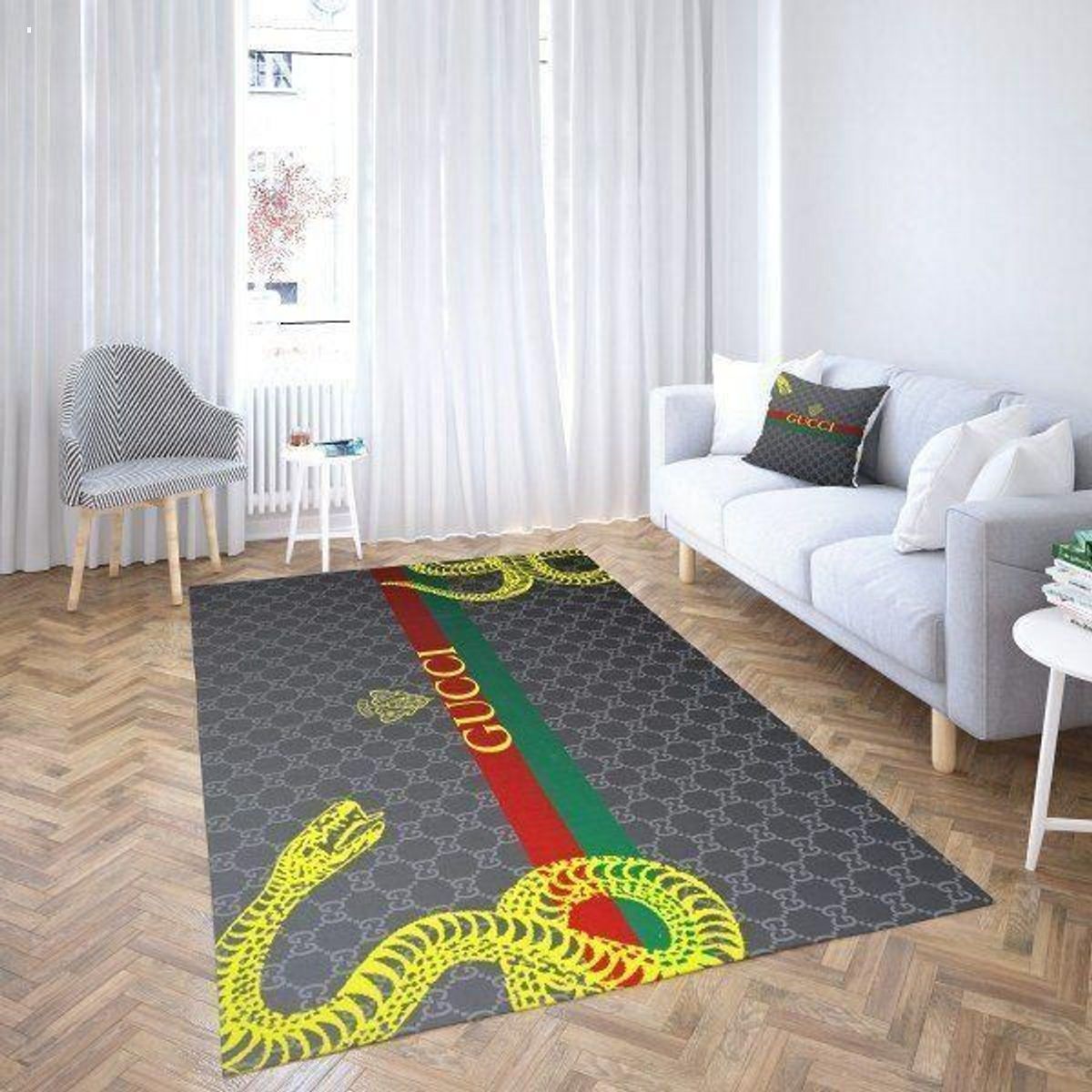 Gucci Snake Mix Grey Color Luxury Brand Carpet Rug Limited Edition Luxury Store