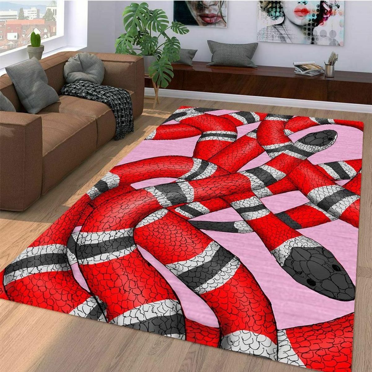 Gucci Snake Mix Pink Luxury Brand Carpet Rug Limited Edition Luxury Store