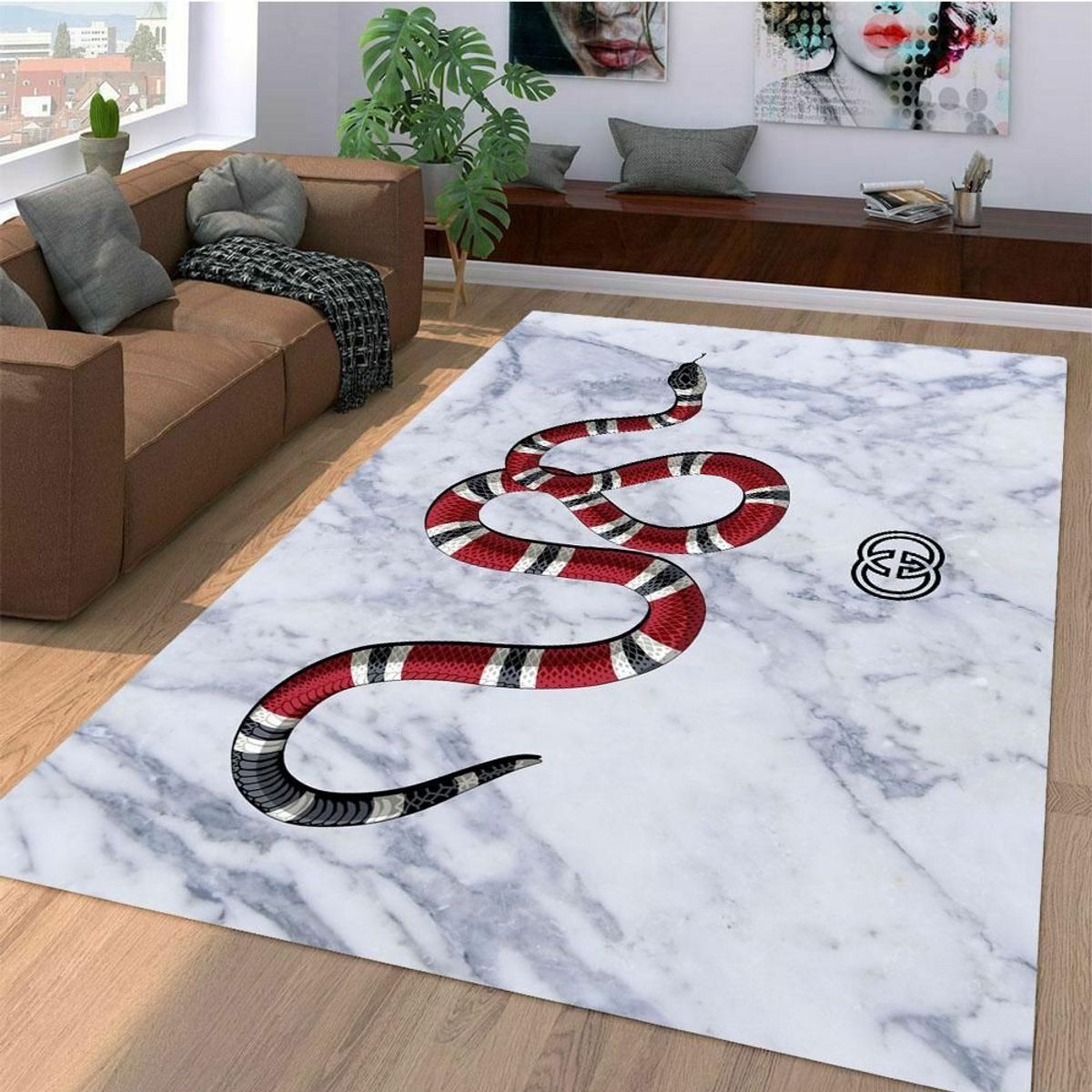 Gucci Snake Mix White Luxury Area Rug For Living Room Bedroom Carpet Home Decor Limited Edition Luxury Store