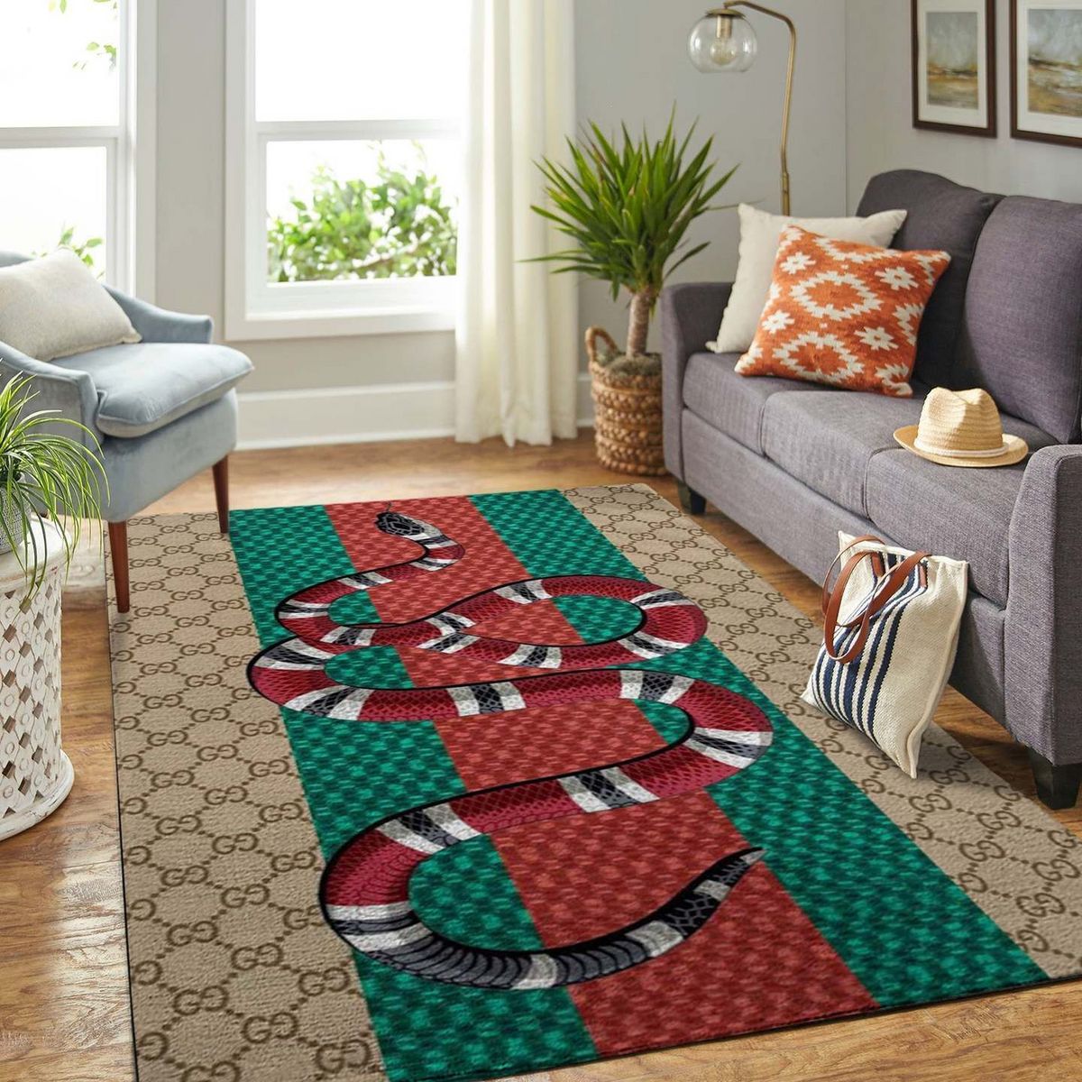 Gucci Snake Red Green Luxury Brand Carpet Rug Limited Edition Luxury Store