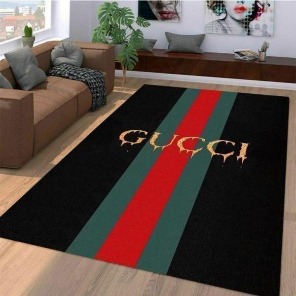 Gucci Stripe Black Mix Red Green Luxury Brand Carpet Rug Limited Edition