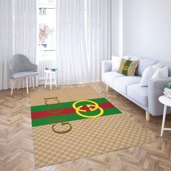 Gucci Stripe Brown Luxury Brand Carpet Rug Limited Edition
